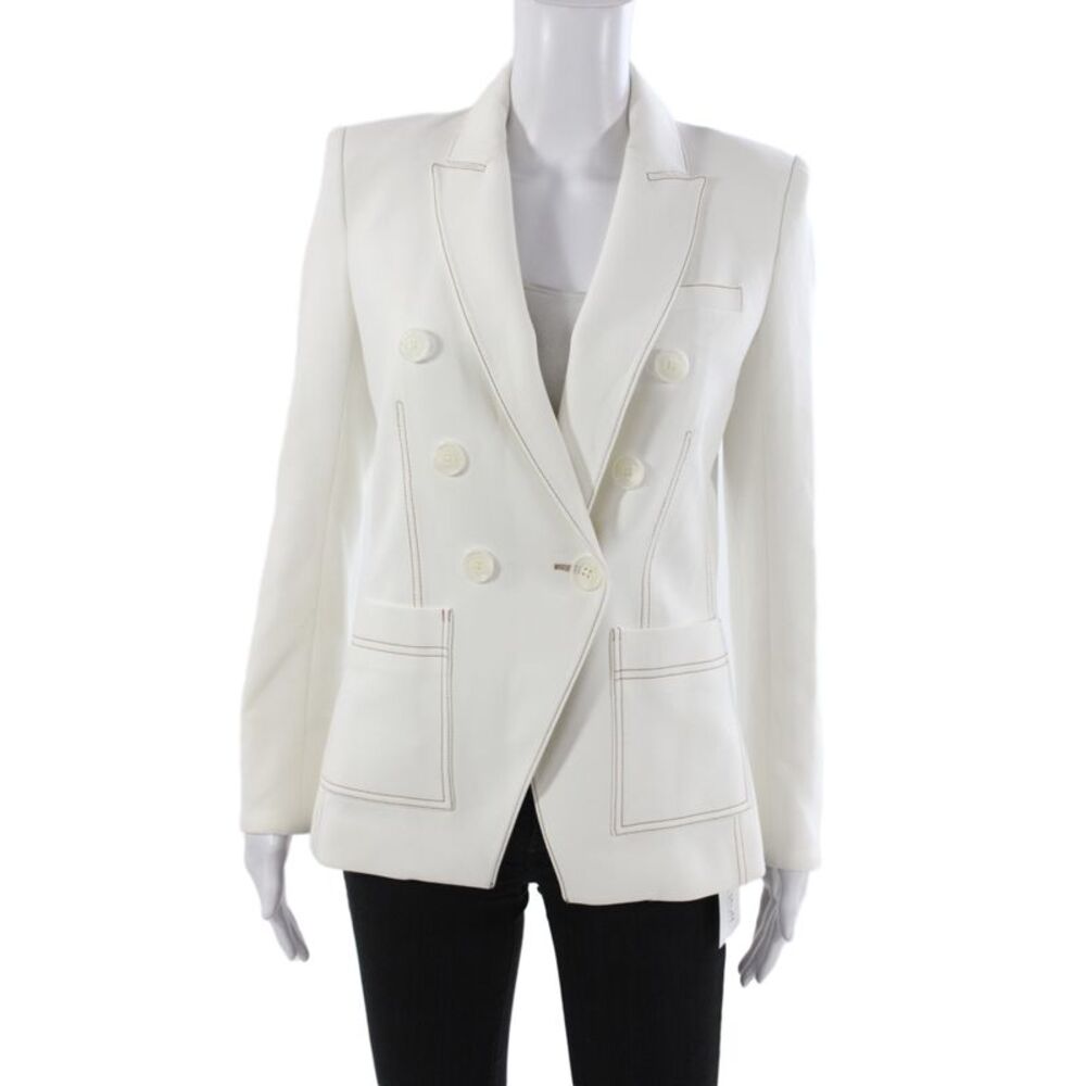 Veronica Beard Womens Basic Jacket White Button Solid Long Sleeve Size 0